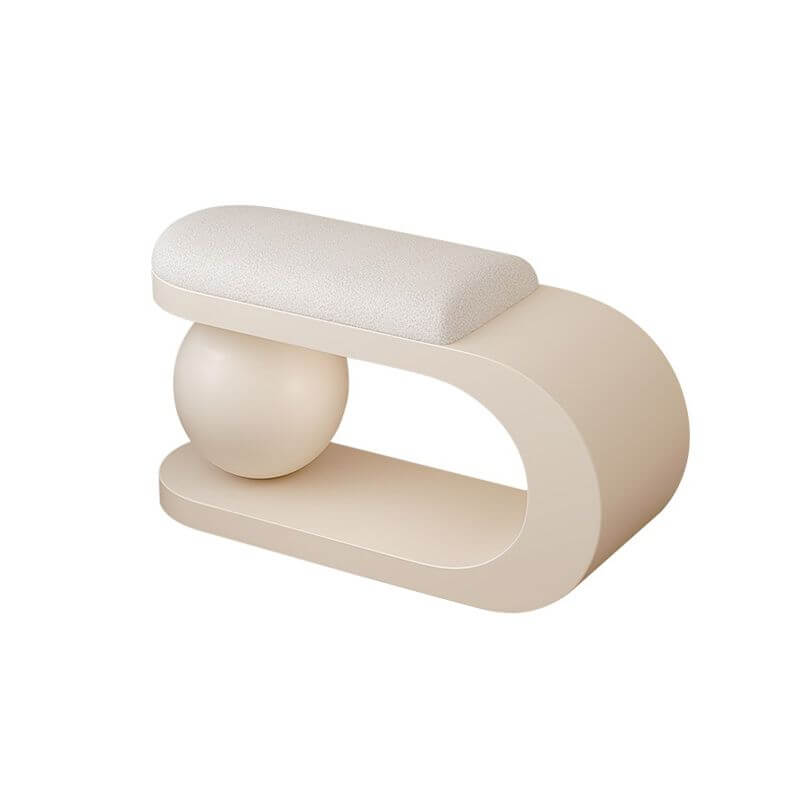 Modern Upholstered Entryway Bench with Integrated Shoe Storage and Rounded Sculptural Form