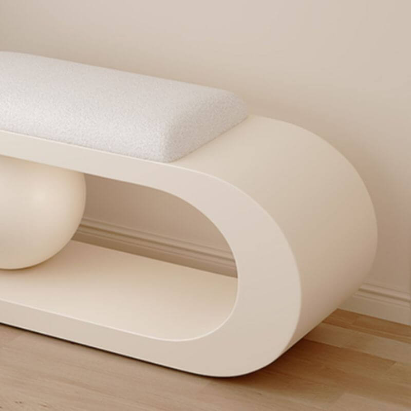 Modern Upholstered Entryway Bench with Integrated Shoe Storage and Rounded Sculptural Form