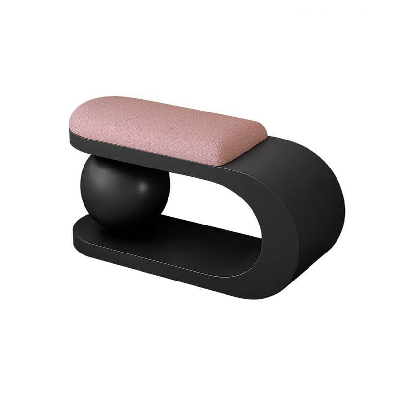 Modern Upholstered Entryway Bench with Integrated Shoe Storage and Rounded Sculptural Form