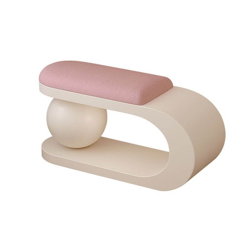 Modern Upholstered Entryway Bench with Integrated Shoe Storage and Rounded Sculptural Form