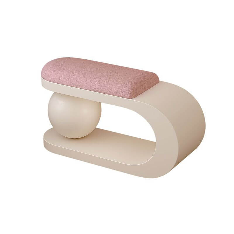 Modern Upholstered Entryway Bench with Integrated Shoe Storage and Rounded Sculptural Form