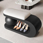 Modern Upholstered Entryway Bench with Integrated Shoe Storage and Rounded Sculptural Form Main Product Image