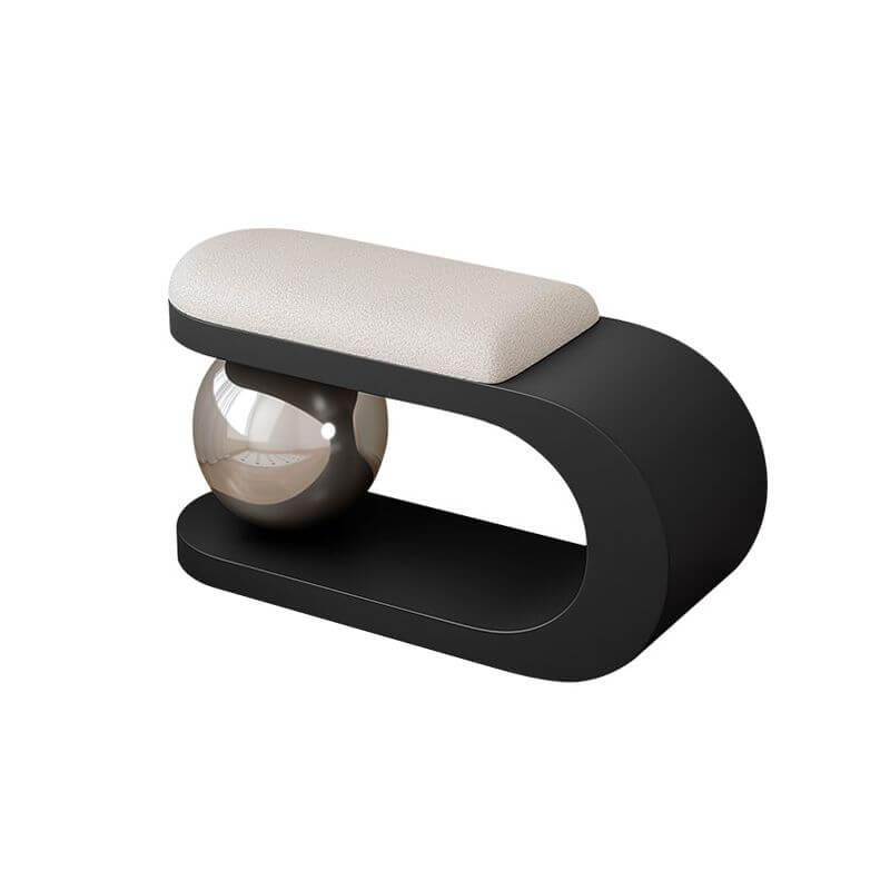 Modern Upholstered Entryway Bench with Integrated Shoe Storage and Rounded Sculptural Form