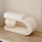 Modern Upholstered Entryway Bench with Integrated Shoe Storage and Rounded Sculptural Form