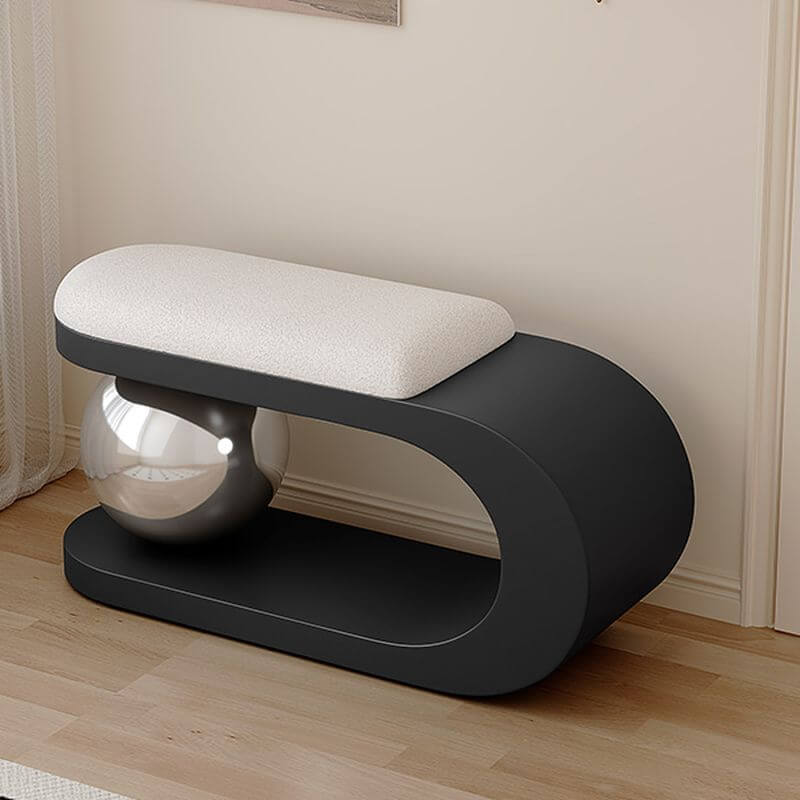 Modern Upholstered Entryway Bench with Integrated Shoe Storage and Rounded Sculptural Form
