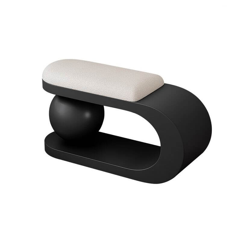 Modern Upholstered Entryway Bench with Integrated Shoe Storage and Rounded Sculptural Form