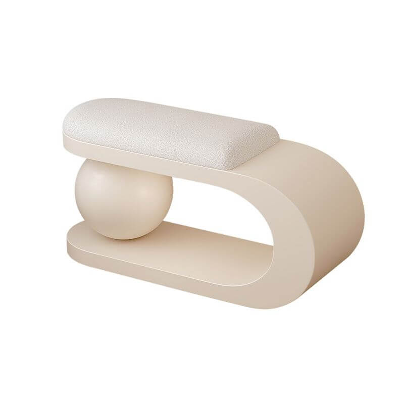 Modern Upholstered Entryway Bench with Integrated Shoe Storage and Rounded Sculptural Form