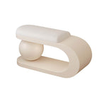 Modern Upholstered Entryway Bench with Integrated Shoe Storage and Rounded Sculptural Form