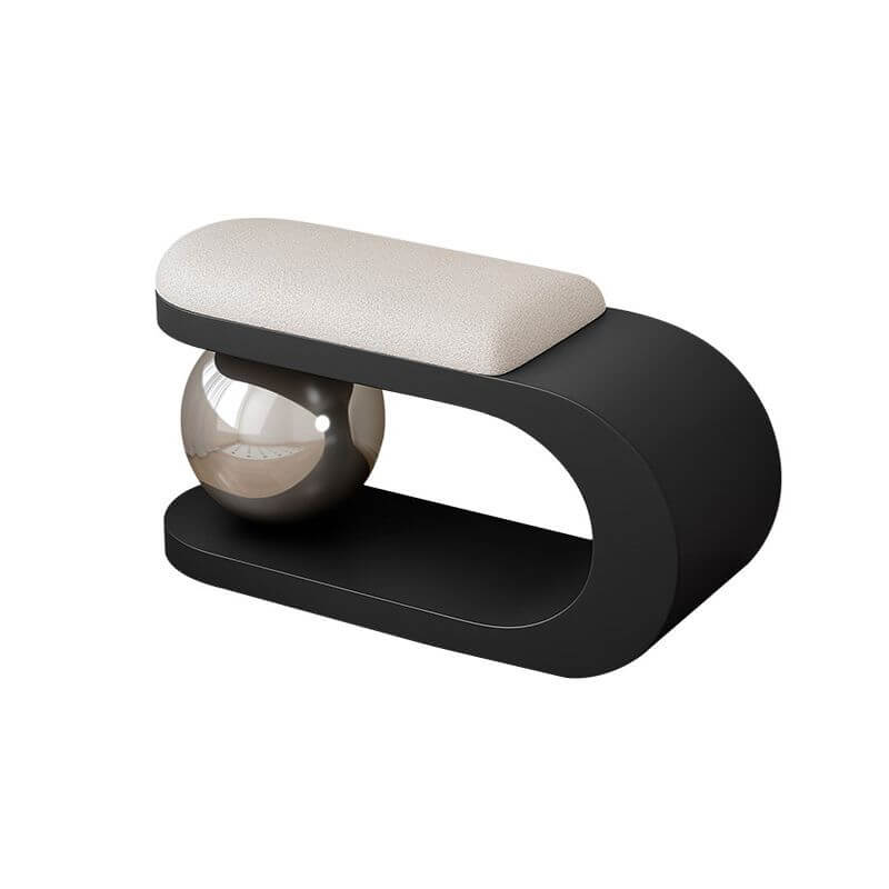 Modern Upholstered Entryway Bench with Integrated Shoe Storage and Rounded Sculptural Form