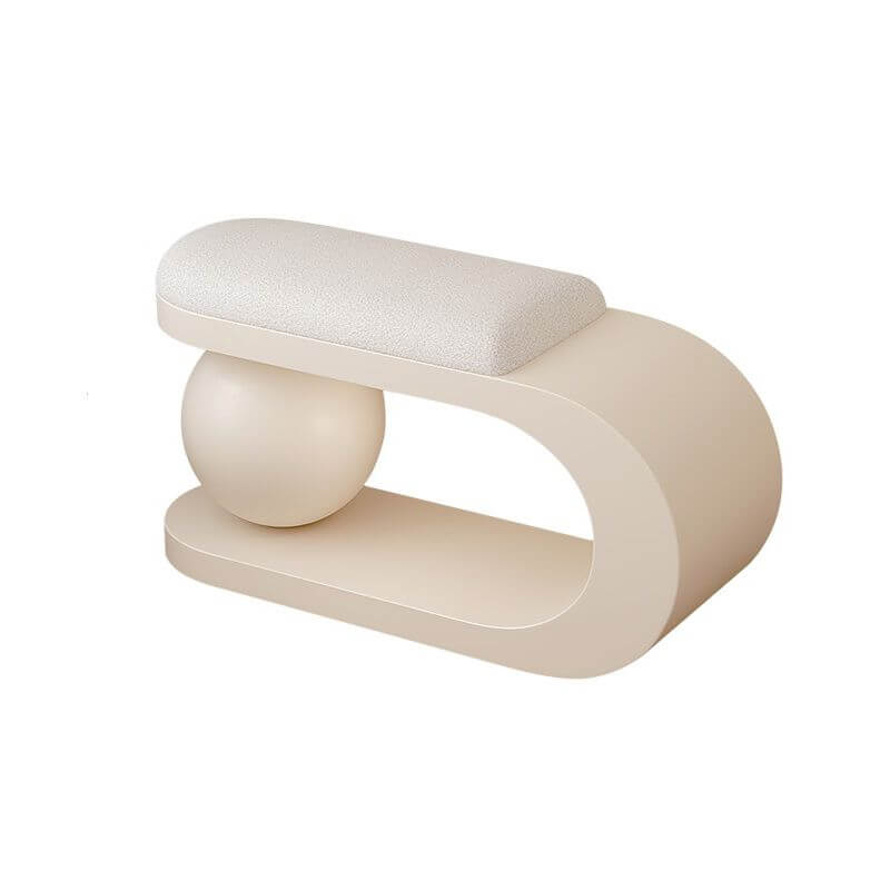 Modern Upholstered Entryway Bench with Integrated Shoe Storage and Rounded Sculptural Form