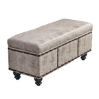 Modern Upholstered Entryway Bench with Nailhead Trim and Hidden Storage