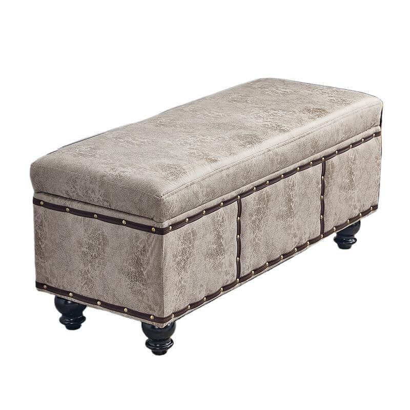 Modern Upholstered Entryway Bench with Nailhead Trim and Hidden Storage