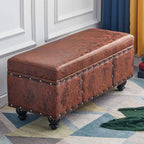 Modern Upholstered Entryway Bench with Nailhead Trim and Hidden Storage