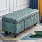 Modern Upholstered Entryway Bench with Nailhead Trim and Hidden Storage