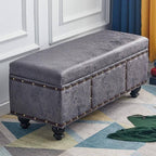 Modern Upholstered Entryway Bench with Nailhead Trim and Hidden Storage