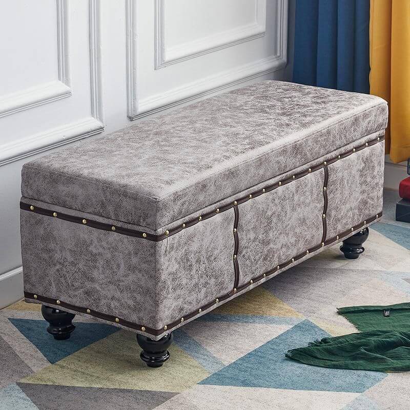 Modern Upholstered Entryway Bench with Nailhead Trim and Hidden Storage Main Product Image Imagen principal del producto