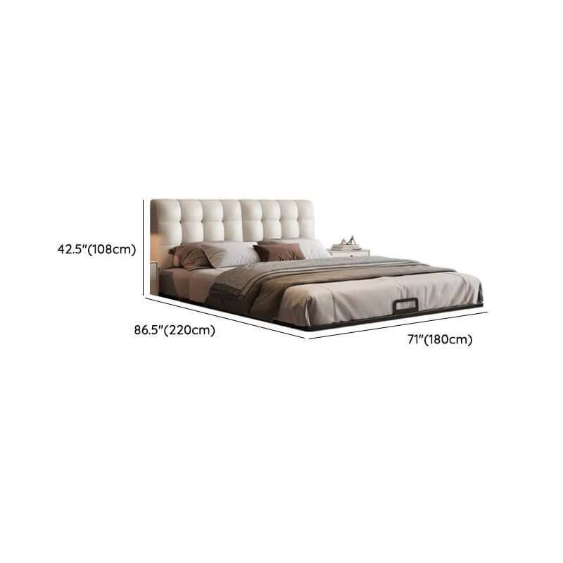 Modern Upholstered Floating Bed with Soft Lighting and Headboard Dimensions