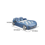 Modern Upholstered Kids Bed with Car Theme Design in Blue Dimensions