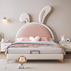 Modern Upholstered Kids Bed with Cute Rabbit Ears Design