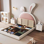 Modern Upholstered Kids Bed with Cute Rabbit Ears Design