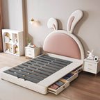 Modern Upholstered Kids Bed with Cute Rabbit Ears Design