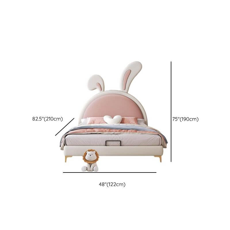Modern Upholstered Kids Bed with Cute Rabbit Ears Design Dimensions