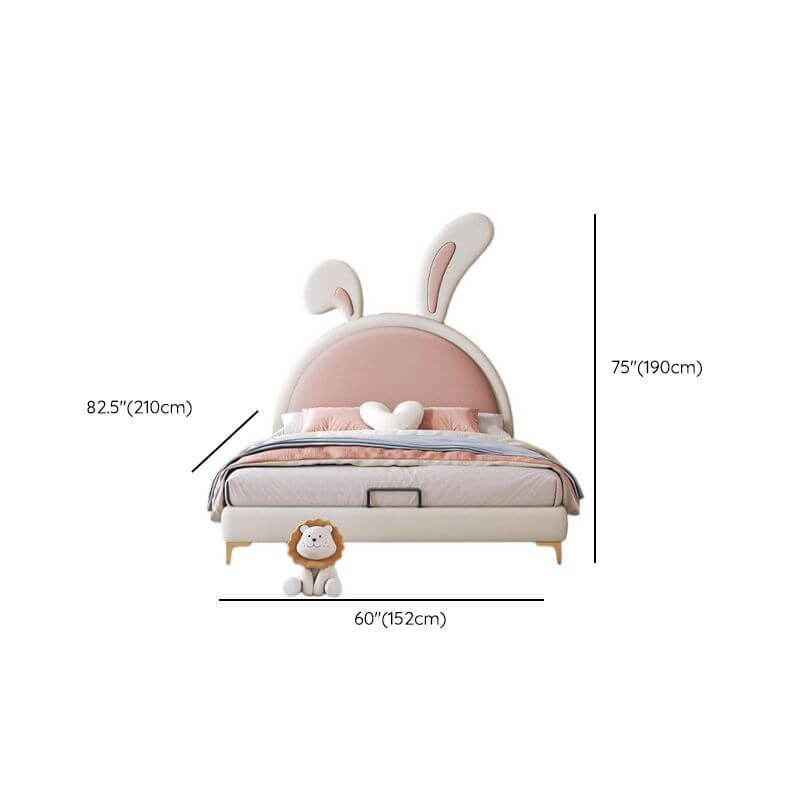 Modern Upholstered Kids Bed with Cute Rabbit Ears Design Dimensions