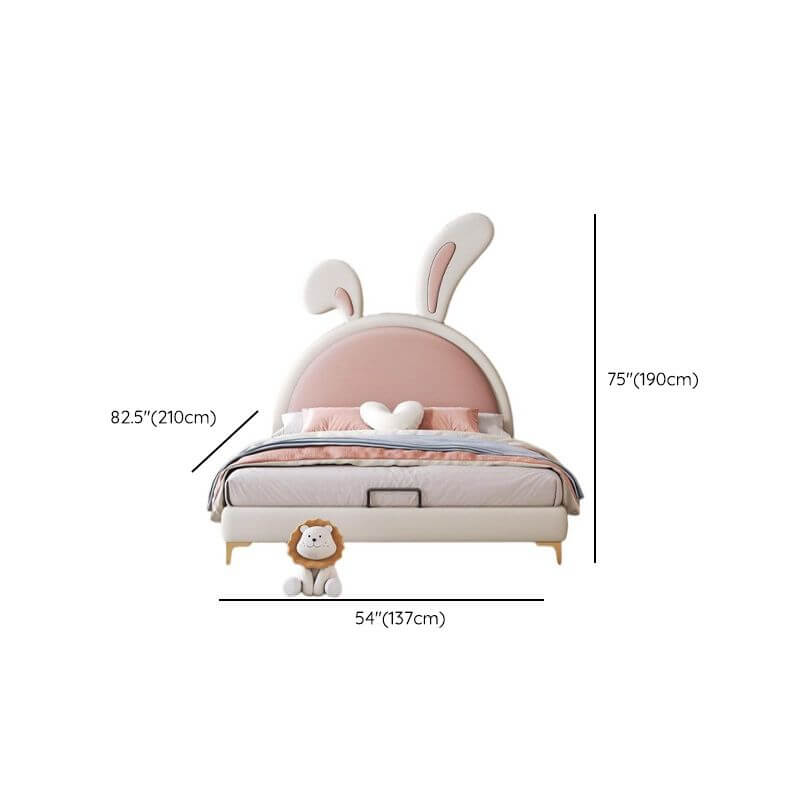 Modern Upholstered Kids Bed with Cute Rabbit Ears Design Dimensions