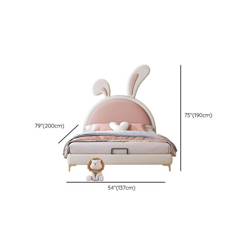 Modern Upholstered Kids Bed with Cute Rabbit Ears Design Dimensions