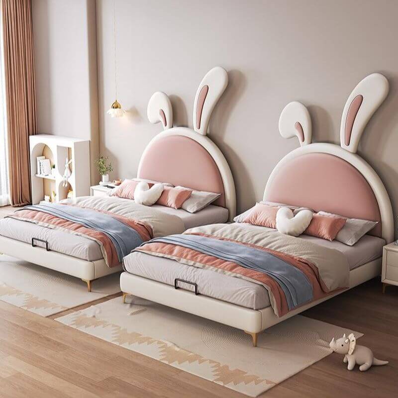 Modern Upholstered Kids Bed with Cute Rabbit Ears Design Main Product Image Main image
