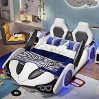 Modern Upholstered Kids Bed with Mattress in Car Theme Design