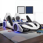 Modern Upholstered Kids Bed with Mattress in Car Theme Design