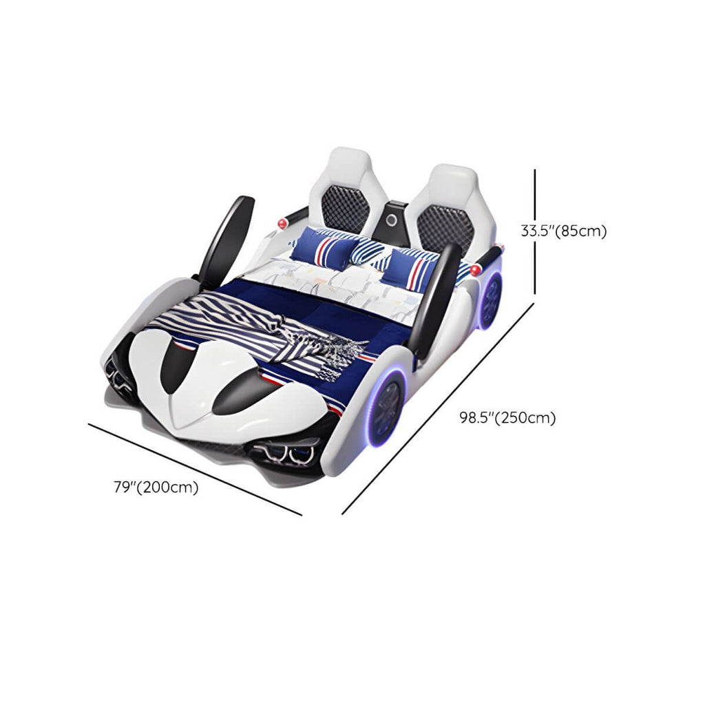 Modern Upholstered Kids Bed with Mattress in Car Theme Design Dimensions