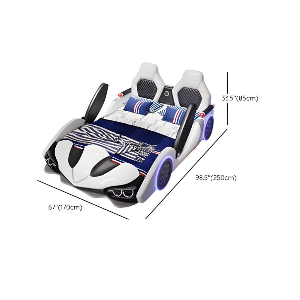 Modern Upholstered Kids Bed with Mattress in Car Theme Design Dimensions