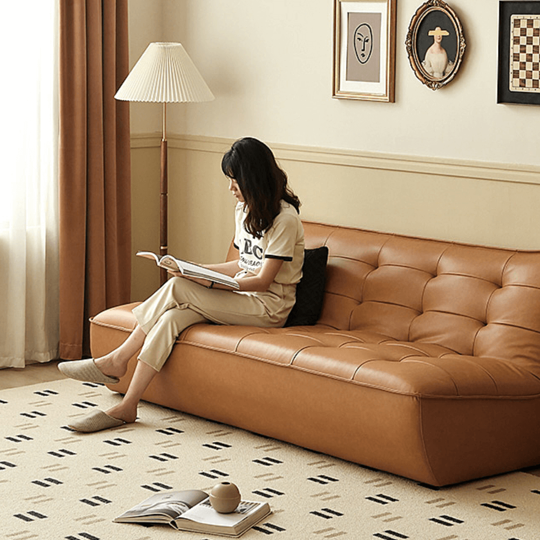 Modern Upholstered Lazy Sofa - Amber Eco-Leather