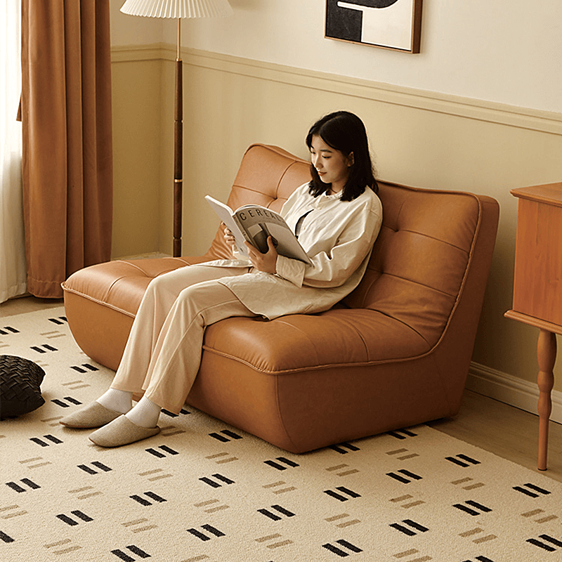 Modern Upholstered Lazy Sofa - Amber Eco-Leather