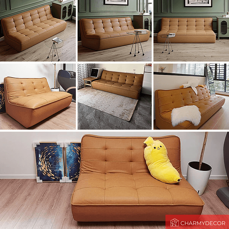 Modern Upholstered Lazy Sofa - Amber Eco-Leather