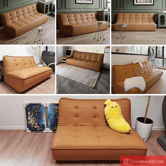 Modern Upholstered Lazy Sofa - Amber Eco-Leather