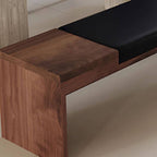 Modern Upholstered Living Room Bench with Dual-Tone Black and White Cushions