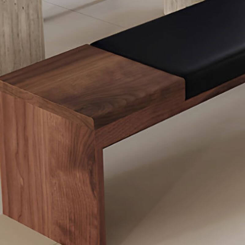 Modern Upholstered Living Room Bench with Dual-Tone Black and White Cushions