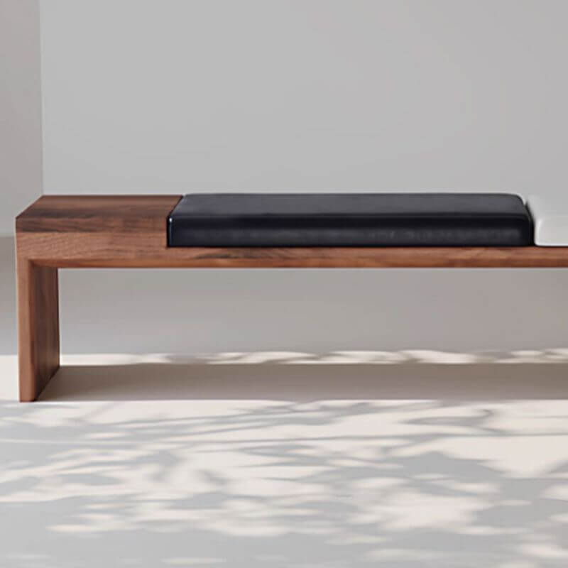 Modern Upholstered Living Room Bench with Dual-Tone Black and White Cushions