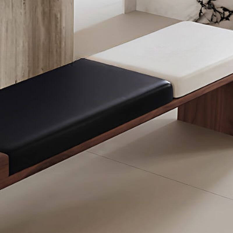 Modern Upholstered Living Room Bench with Dual-Tone Black and White Cushions