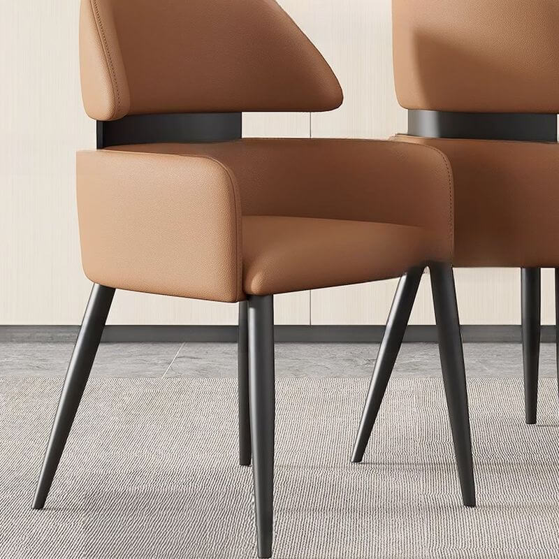 Modern Upholstered Low-Back Armless Dining Chair with Metal Legs