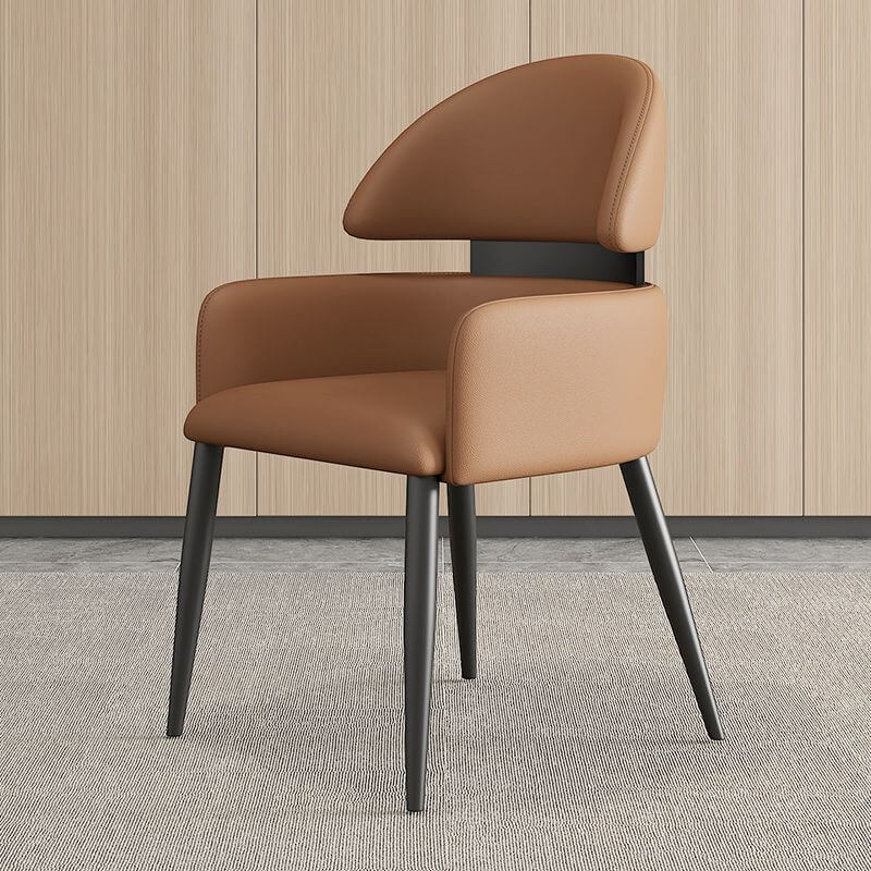 Modern Upholstered Low-Back Armless Dining Chair with Metal Legs