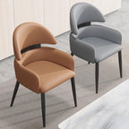 Modern Upholstered Low-Back Armless Dining Chair with Metal Legs