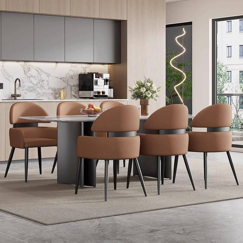 Modern Upholstered Low-Back Armless Dining Chair with Metal Legs