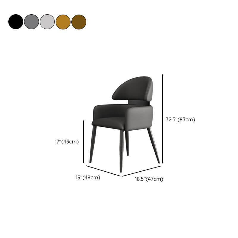 Modern Upholstered Low-Back Armless Dining Chair with Metal Legs Dimensions