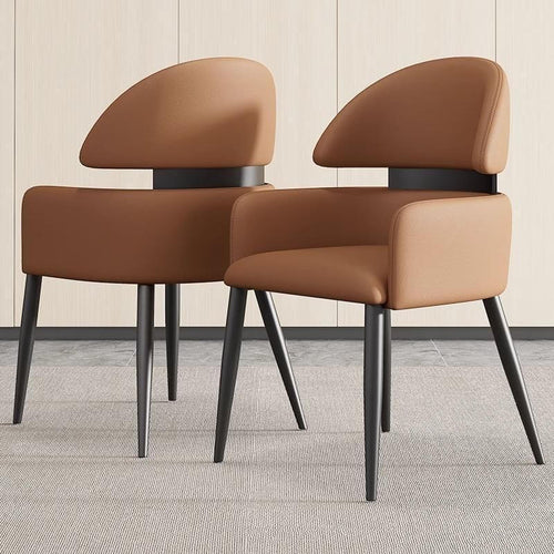 Modern Upholstered Low-Back Armless Dining Chair with Metal Legs Main Product Image