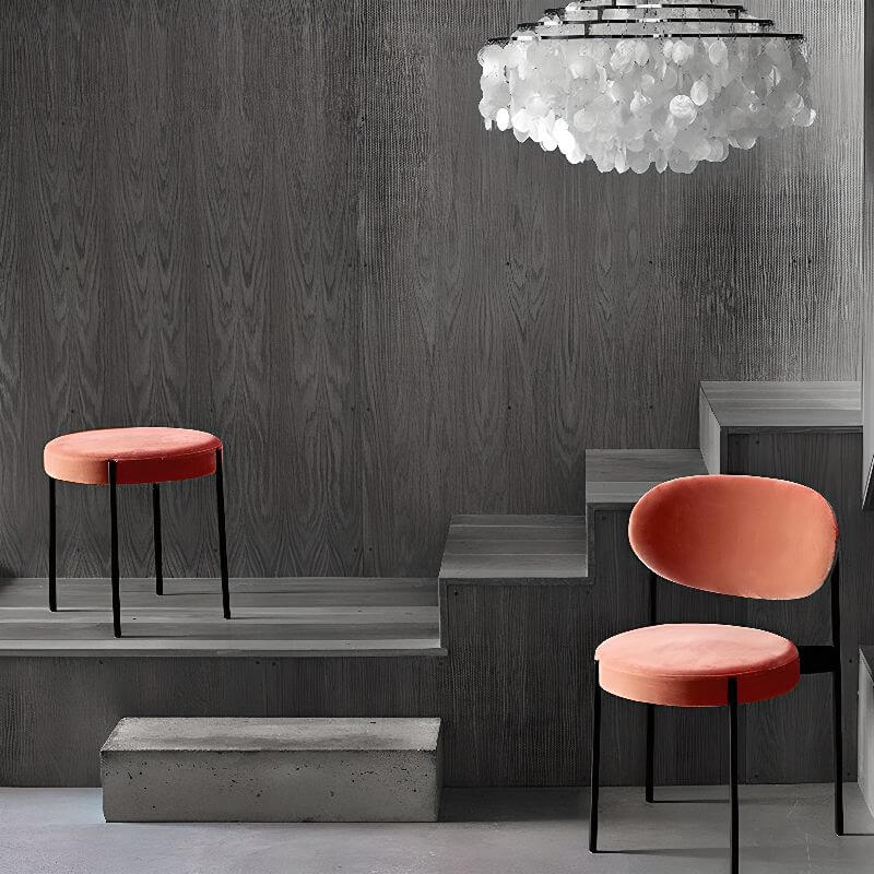 Modern Upholstered Low-Back Side Chair with Metal Legs