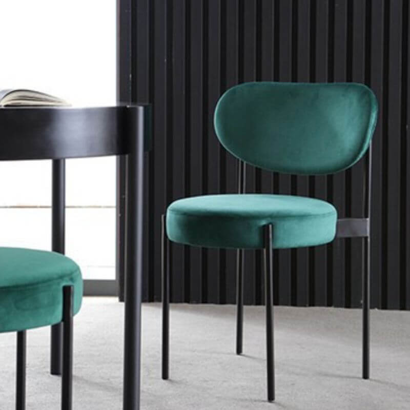 Modern Upholstered Low-Back Side Chair with Metal Legs